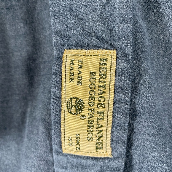 Vintage Timberland Weathergear Flannel Shirt Grey Button Up Long Sleeve Siz L - Picture 5 of 8